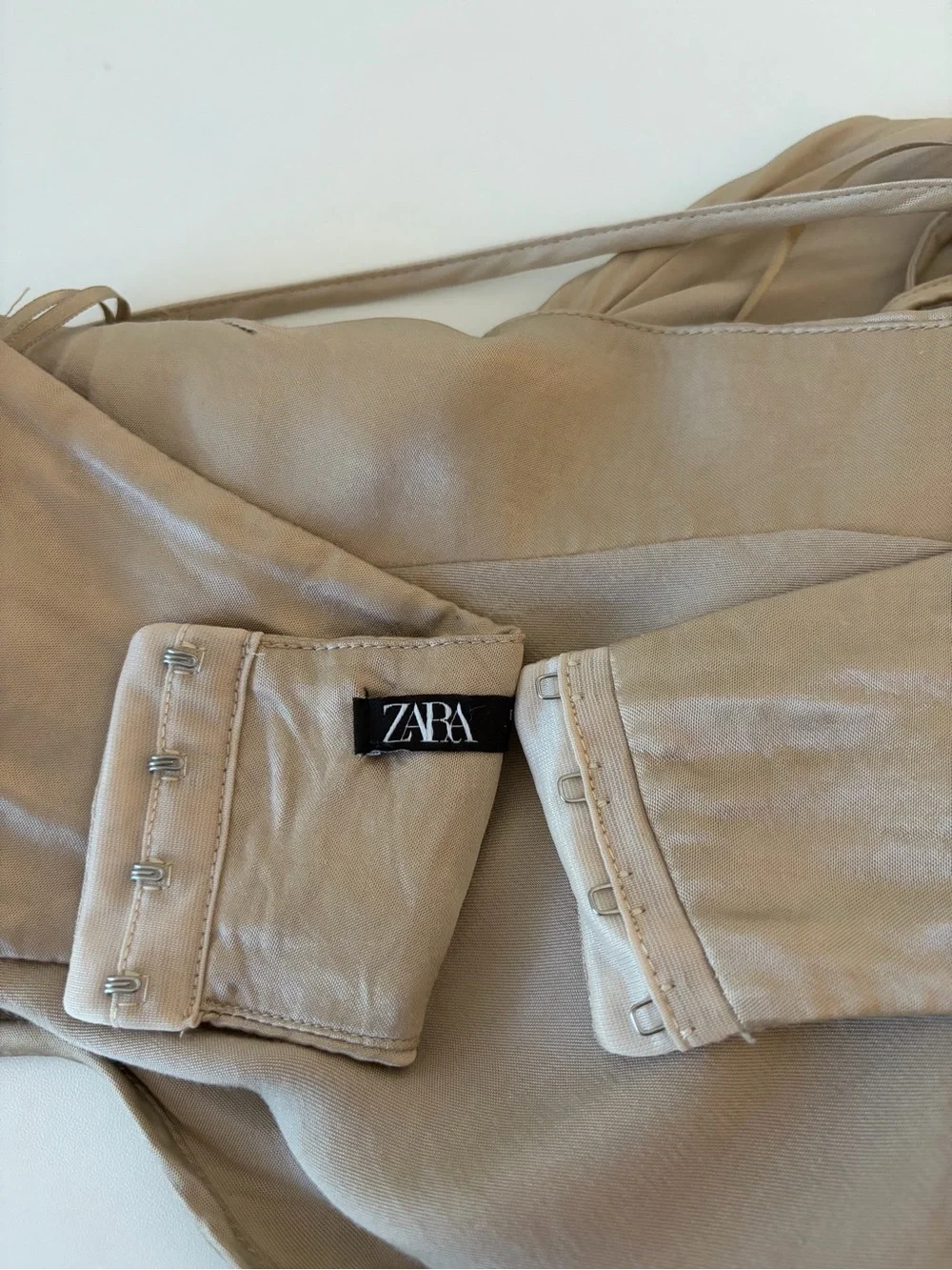 Zara Formal Silky Balconette Style Champagne Slip Dress Size Medium Bridesmaid - Picture 10 of 15